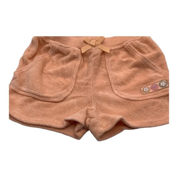 Carter's Baby Girl Orange Terry Shorts 12M With Floral & Heart Detail Pockets - Picture 5 of 6